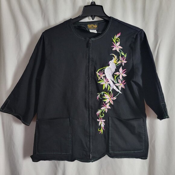Bob Mackie Jackets & Blazers - Bob Mackie Wearable Art Blazer Jacket Large Cockatoo bird embroidered Artsy
